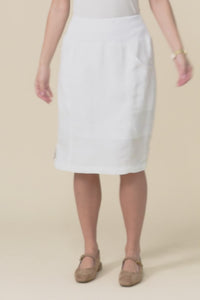 Mylah White Linen Stretch Skirt,Video