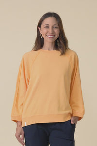 Nessa Peach Cotton Frayed Sweatshirt,Video