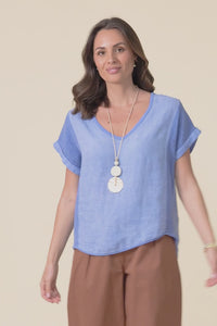 Dorian Steel Linen Cotton Top,Video
