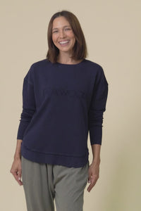 Simplified Navy Cotton Crewneck Sweatshirt,Video