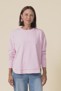 Simplified Blush Cotton Crewneck Sweatshirt