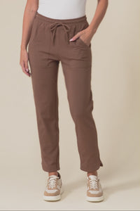 Angie Chocolate Cotton Drawstring Pants
