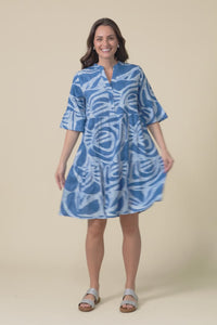 Senna Cobalt Abstract Cotton Dress,video