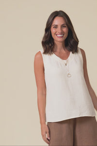 Dorey Cream Cotton Cheesecloth Tank
