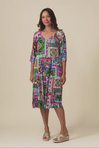 Belmira Green Abstract Pocket Dress