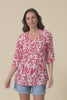 Fia Red Leaf Sleeved Crinkle Cotton Top,video