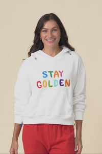 Meeko White Cotton Hooded Jumper