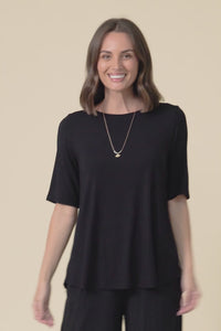 Buttery Black Half Sleeve Top