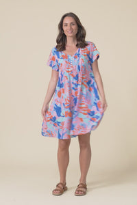 Barry Blue Watercolour Cotton Button Dress,Video