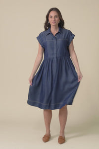 Sidra Dark Blue Denim Pocket Dress,Video