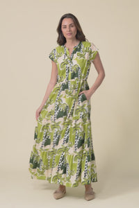 Avery Green Tropical Cotton Dress,video