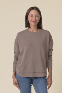Simplified Brown Cotton Crewneck Sweatshirt