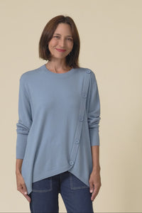 Dianne Blue Button Knit Jumper
