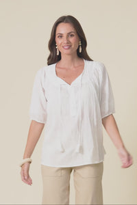 Claris White Crinkle Cotton Top
