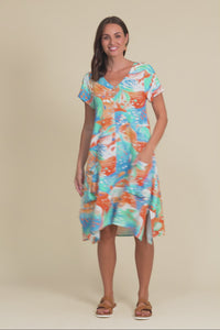 Bryant Orange Swirl Linen Cotton Dress