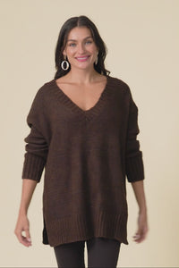 Brilla Chocolate V Neck Jumper