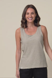 Evie Black Stripe Cotton Linen Tank