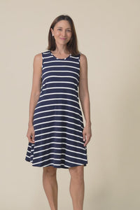 Roxanne Indigo Stripe Swing Dress,Video