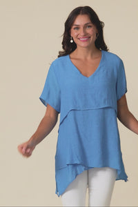 Alvina Azure Blue Layered Tunic Top
