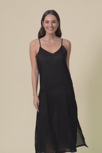 Black Cotton Maxi Slip Dress,Video