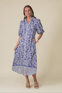 Eri Blue Fern Tie Dress