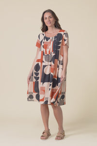 Murano Navy Abstract Cotton Dress,Video
