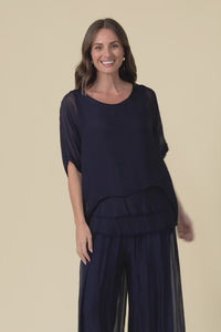 Talia Navy Silk Layer Top,Video