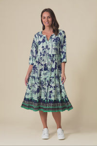 Milana Navy Dandelion Crinkle Cotton Dress
