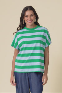 Poet Teal Stripe Cotton Tee