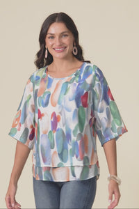 Liora Blue Abstract Layered Top