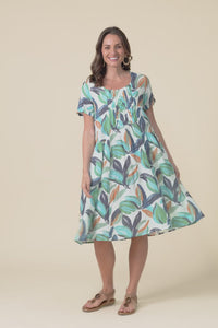 Murano Blue Leaf Cotton Dress,Video