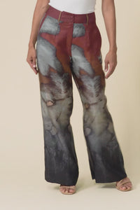 Palisades Mocha Floral Silk Wide Leg Pants