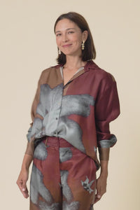 Palisades Mocha Floral Silk Shirt