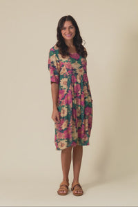 Vossi Orange Flower Pocket Dress