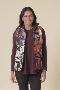 Hallen Orange Floral Puffer Vest