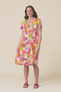 Murano Pink Geo Cotton Dress,Video