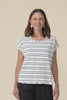 Mindy White Stripe Cotton Shell Tee,video