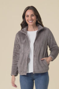 Ackerley Taupe Faux Fur Jacket
