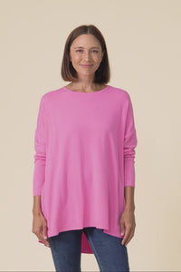 Meryl Hot Pink Wool Blend Drape Jumper