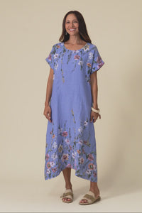 Morrison Blue Floral Linen Pocket Dress