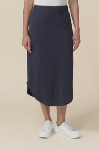 Presley Navy Cotton Shirred Skirt,video