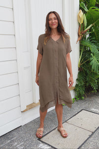 Adelaide Chocolate Layered Button Dress