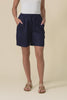 Nirah Navy Linen Pocket Shorts,Video