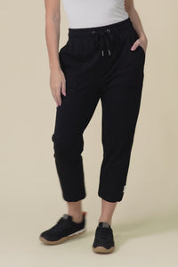 Sutton Black Cotton Relaxed Sweatpants,Video