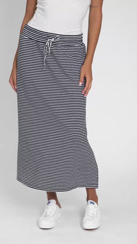 Travel Navy Stripe Cotton Maxi Skirt,Video