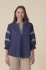 Kooma Navy Cotton Embroidered Top,Video