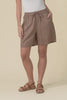 Nirah Mocha Linen Pocket Shorts,Video