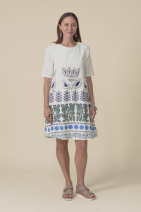 Gayle White Motif Cotton Pocket Dress,Video