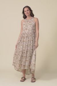 Margot Taupe Motif Sleeveless Dress,video