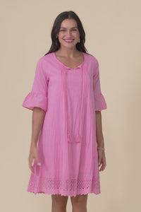 Cayman Bright Pink Cotton Tunic Dress,Video